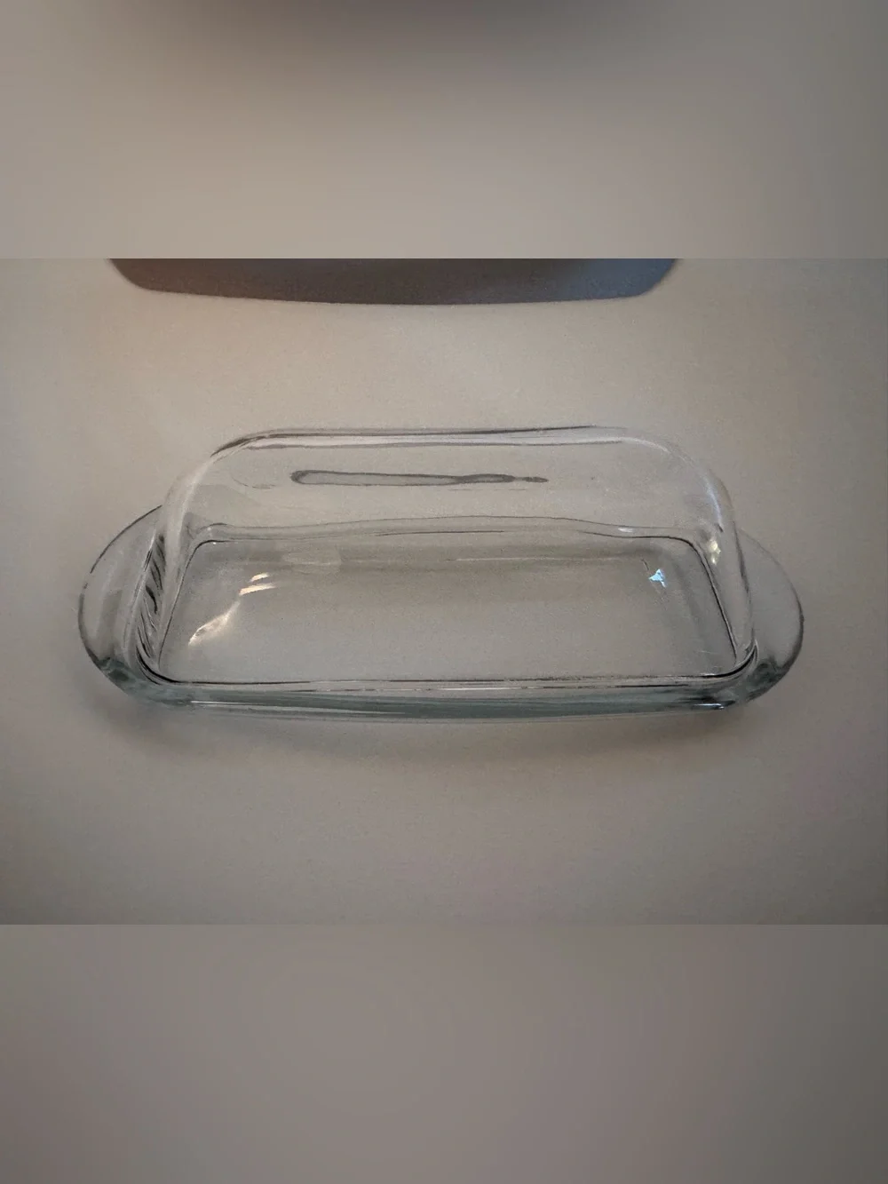 Anchor Hocking Presence Clear Glass Covered Butter Dish Heavy USA 7.25 Inch